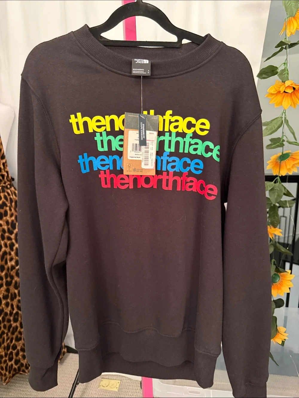 The North Face Black Sweatshirt with Yellow, Green, Blue & Red Logo